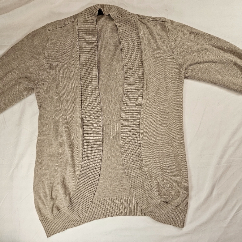 Beth & Madison Womens Beige 3/4 Sleeve Open Cardigan Sweater Size Small